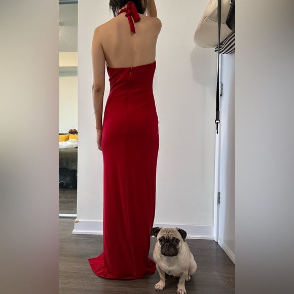 Le Chateau Halter Neck Dress with Front Slit - Picture 3 of 8